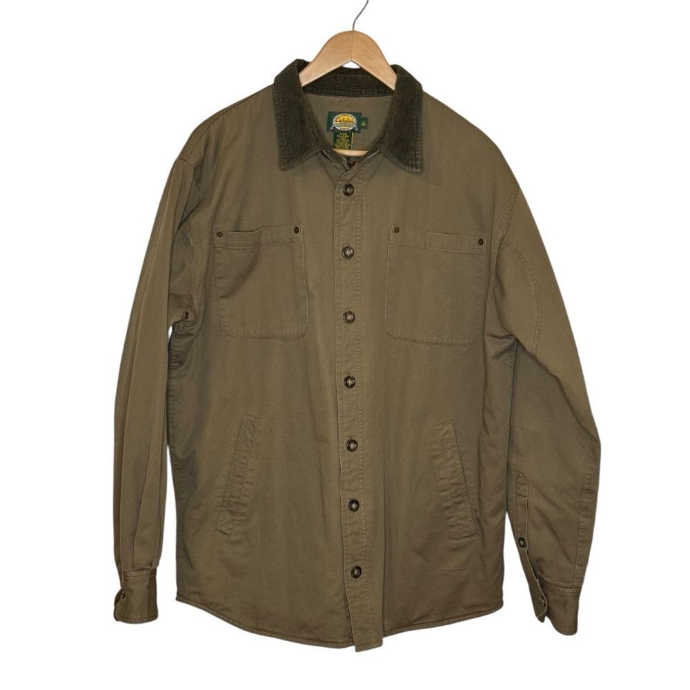 Cabela's TALL Men's Khaki Barn Coat Jacket Canvas Flannel Lined Chore Size LT